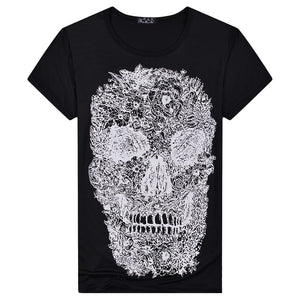 2016 New Summer Fashion Skull Pattern Print Men t shirt Casual Short Sleeve T Shirt Solid Cotton Men T-shirt O-Neck Tops Tee