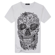 2016 New Summer Fashion Skull Pattern Print Men t shirt Casual Short Sleeve T Shirt Solid Cotton Men T-shirt O-Neck Tops Tee