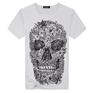 2016 New Summer Fashion Skull Pattern Print Men t shirt Casual Short Sleeve T Shirt Solid Cotton Men T-shirt O-Neck Tops Tee