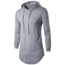 2017 Men's Fashion Long Hooded T Shirt Hip Hop Streetwear T-Shirt Casual Solid Sling Longline Zipper T Shirts Tops Plus Size