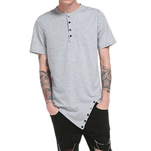 Summer Fashion T Shirt Men 2017 New Male Irregular Hem Short Sleeve Hip Hop Tops Tees Teenager Boys Streetwear T-Shirt Plus Size